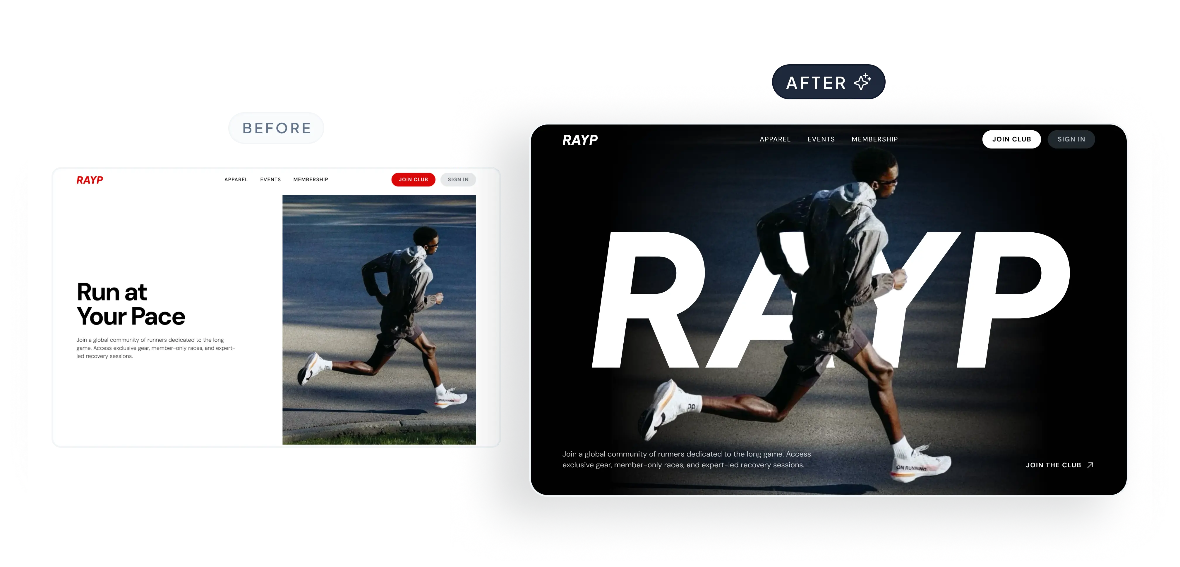 Transformasi desain hero section — tahap 1