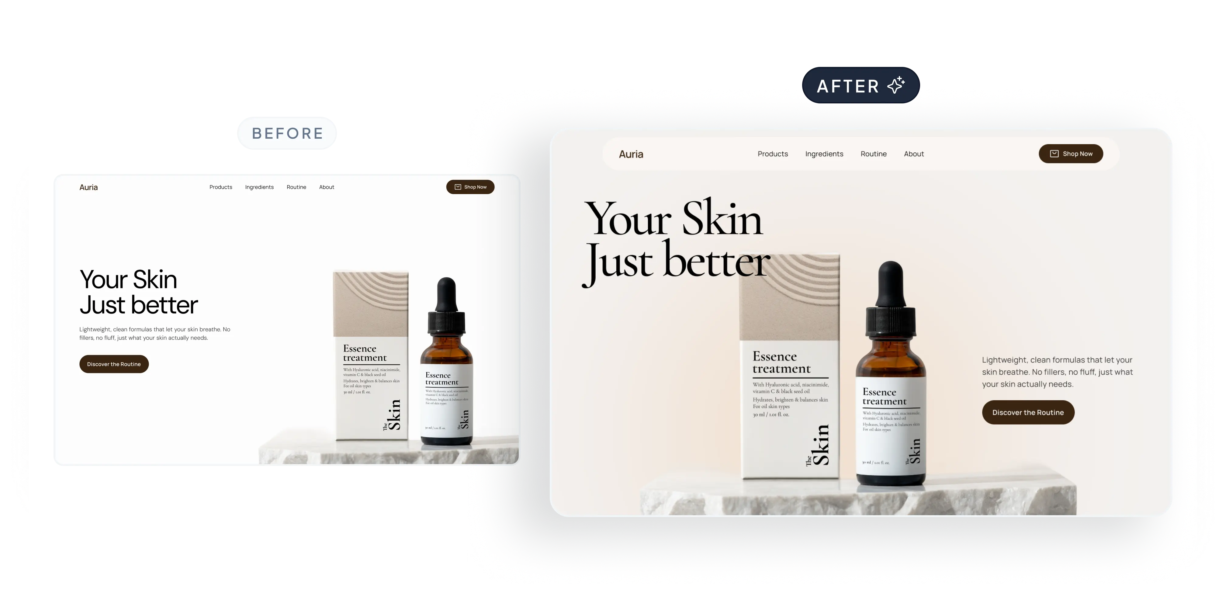 Transformasi desain hero section — tahap 4