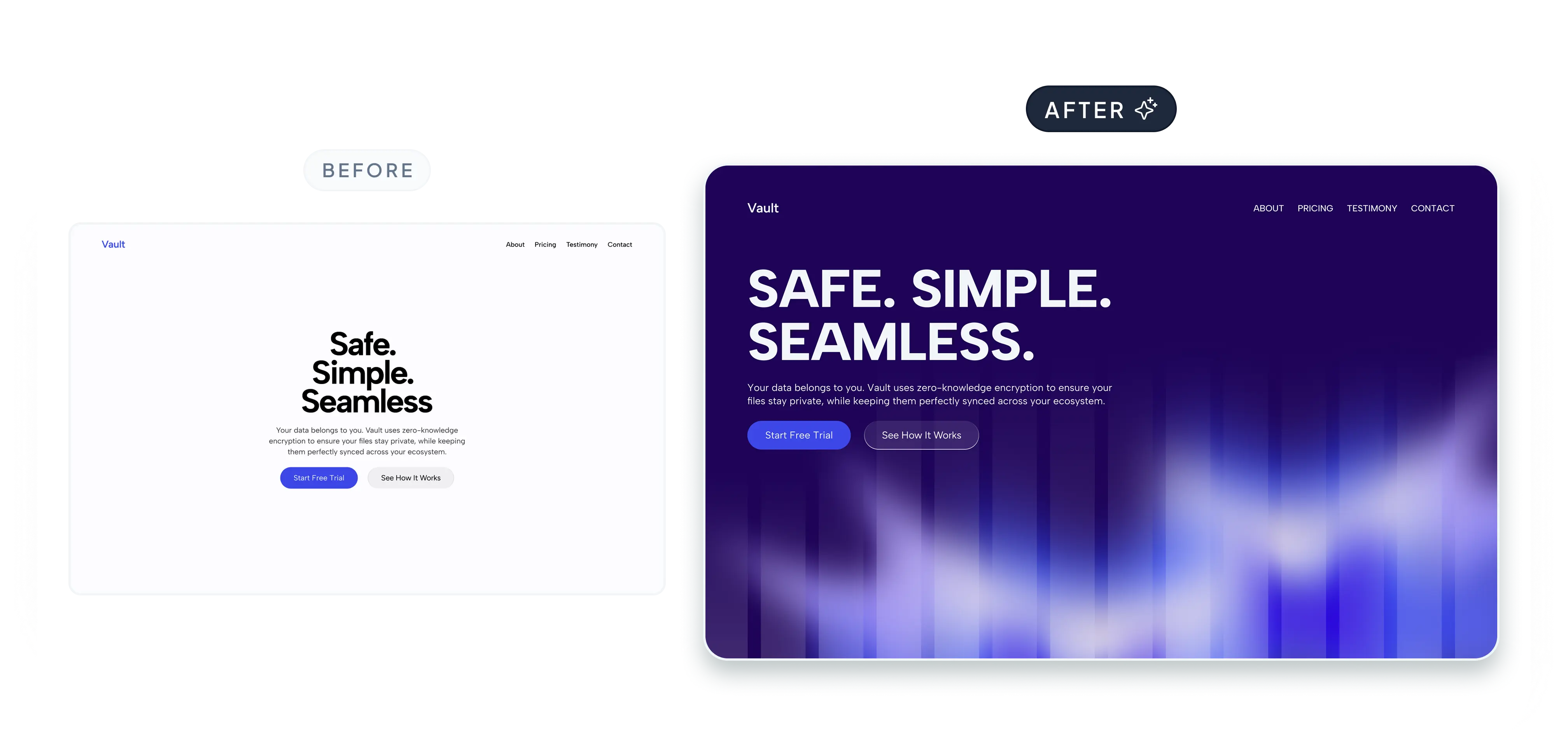 Transformasi desain hero section — tahap 5